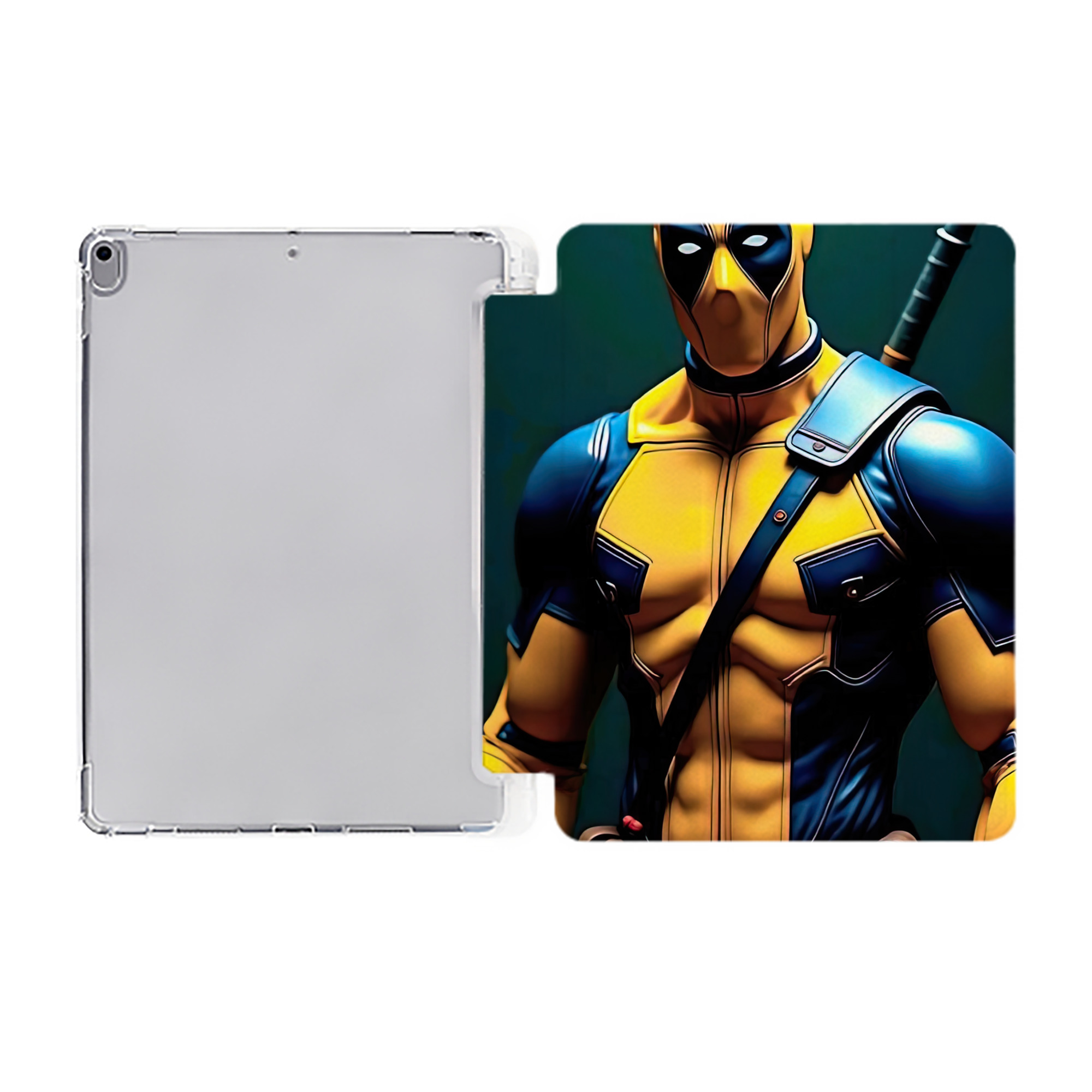 （画像用） Deadpool デッドプール IPad ケース ペン収納付き 三つ折りスタンド PUレザー×シリコン 対応機種9.5/10.5/10.9インチ